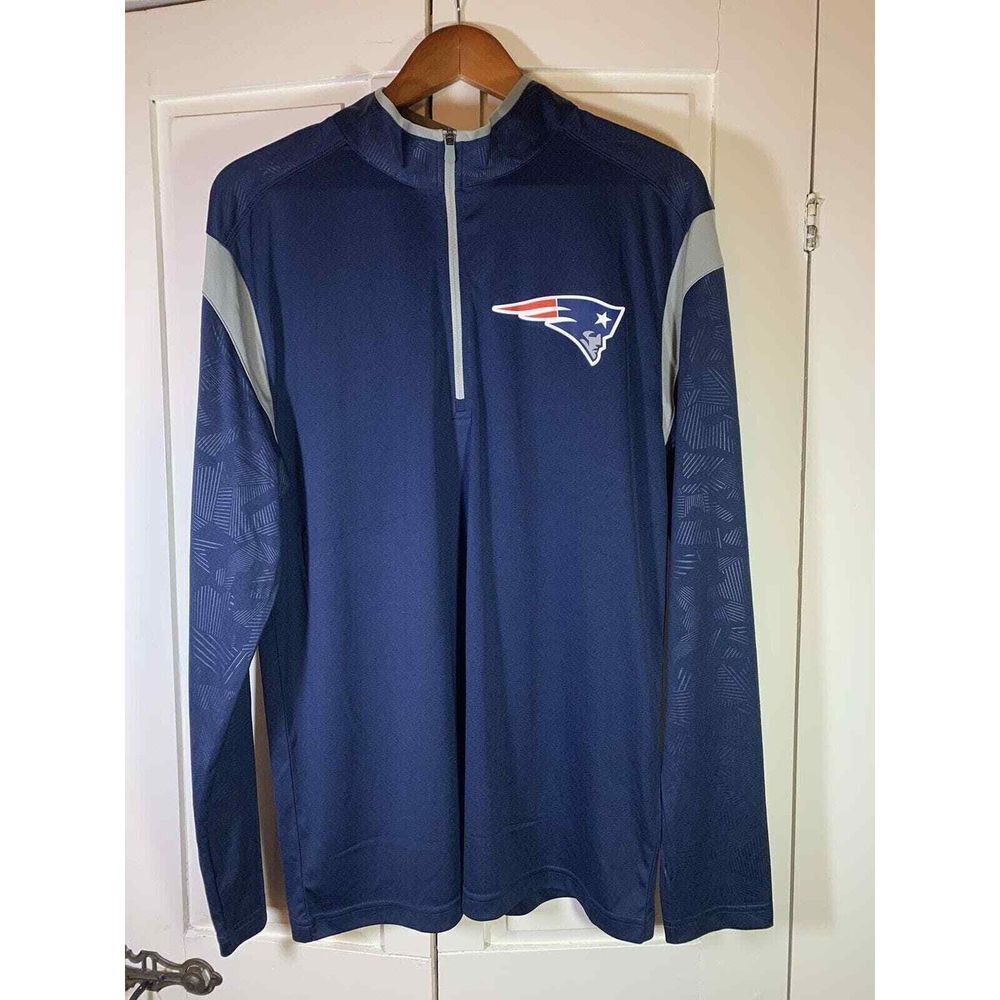 New England Patriots‎ Shirt Mens Large Blue 1/4 Zip Long Sleeve NFL Pullover